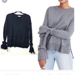 Madewell blue tie sleeve sweater